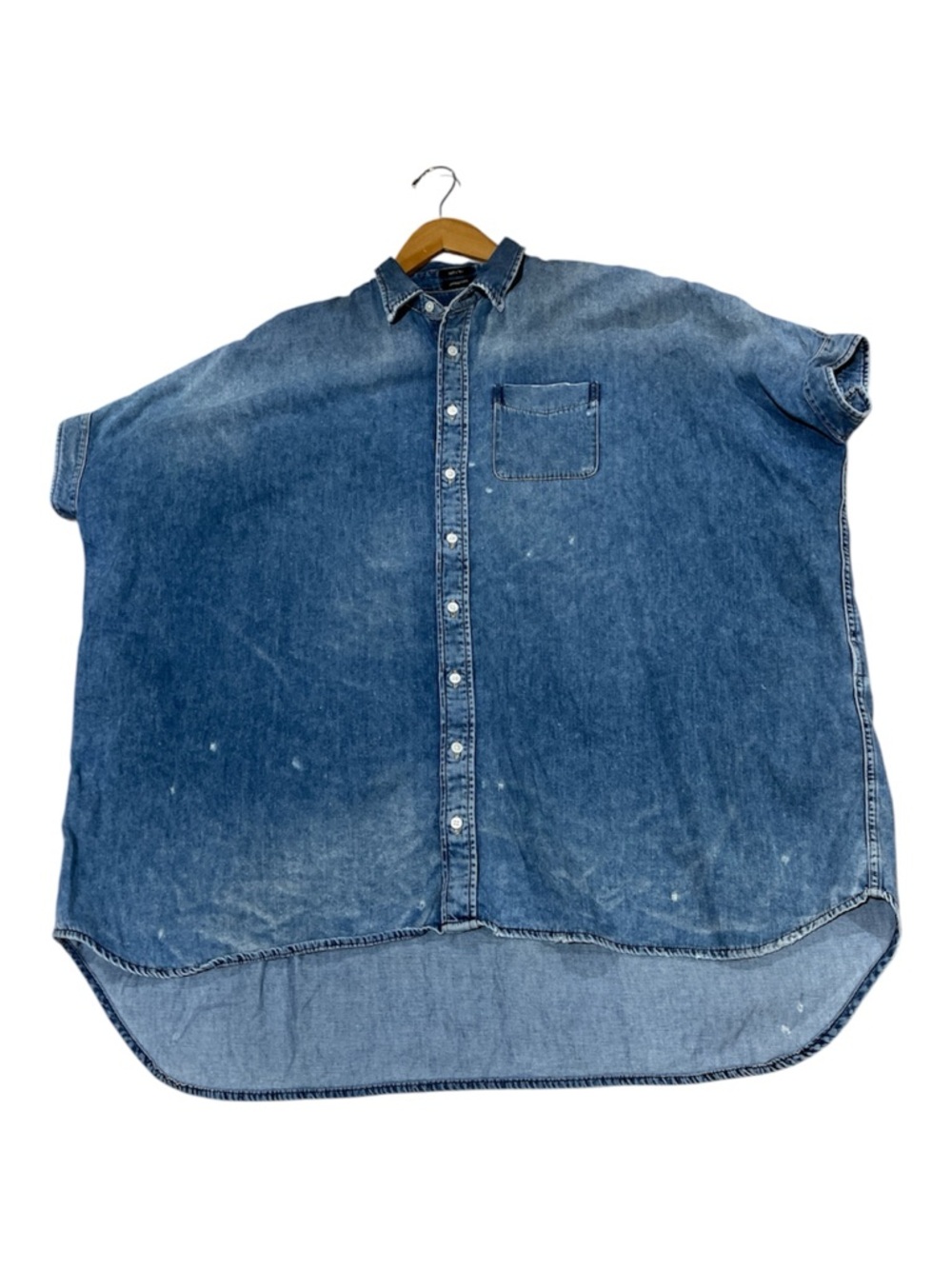 R13 Washed Blue Oversized Denim Shirt Dress - Picture 2 of 8